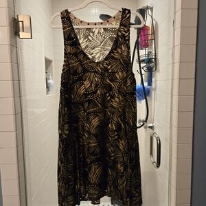 Free People Black and Gold Patterned Dress